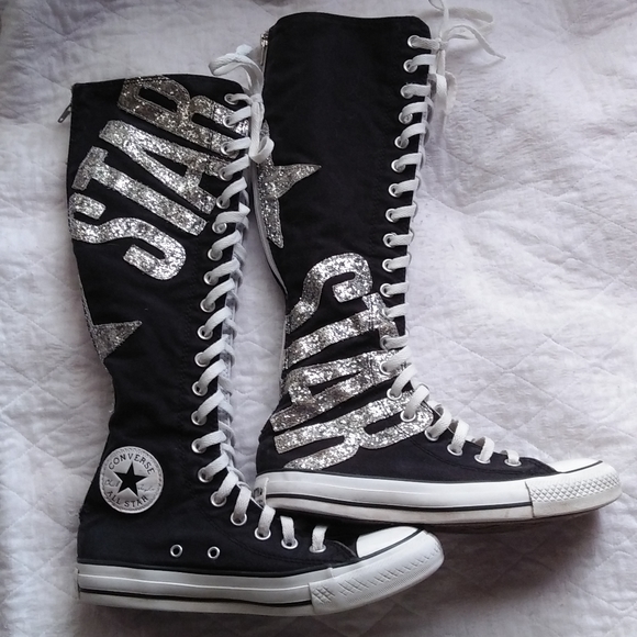 knee high glitter converse
